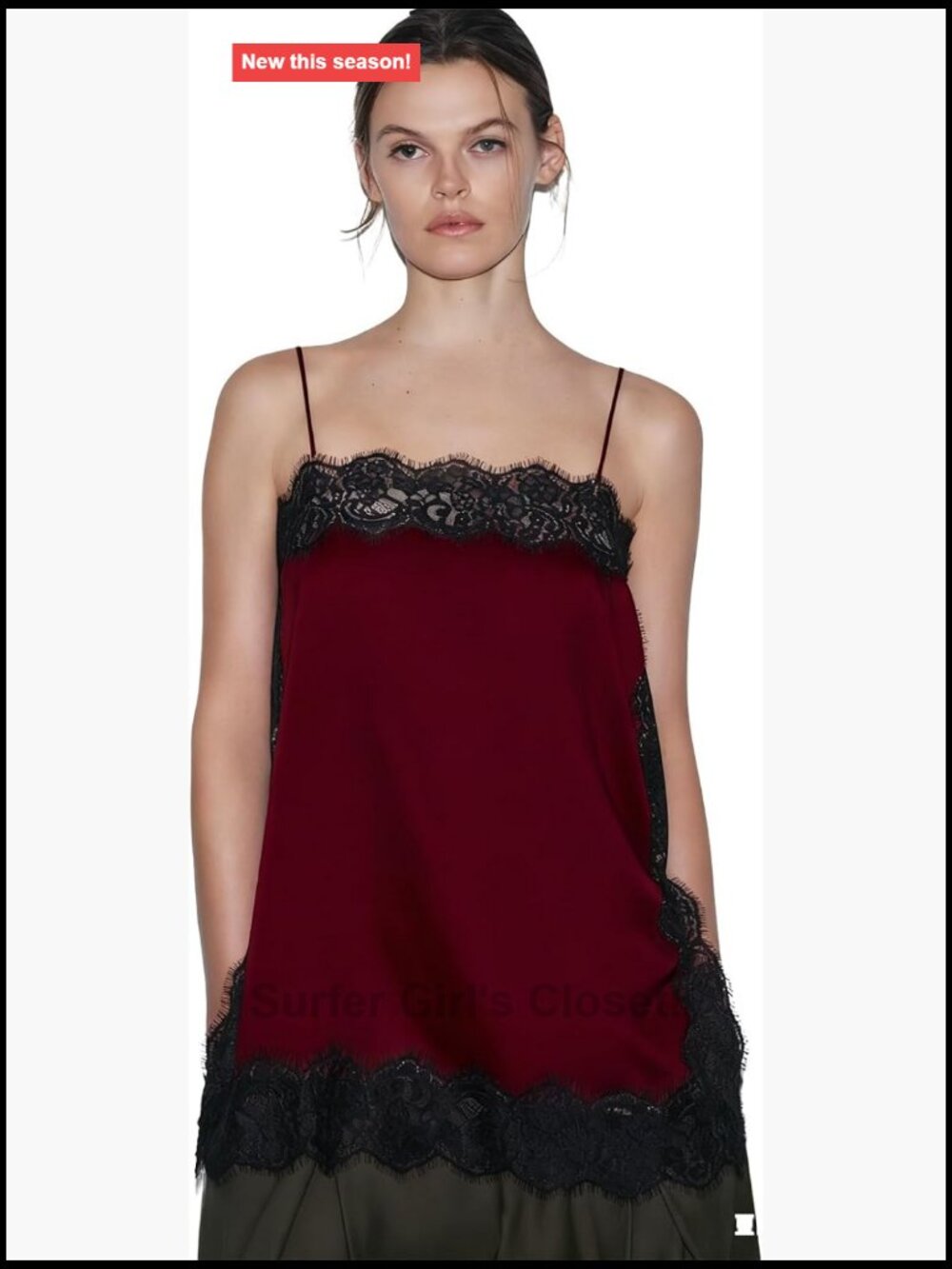 Women's Lace Trim Satin Cami Spaghetti Strap Tank Top Y2K Going Out Top